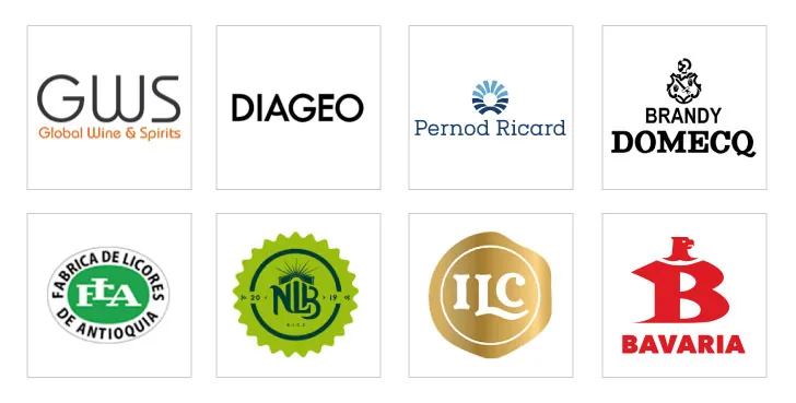 Logos de las marcas de licores y cervezas que distribuye B&B